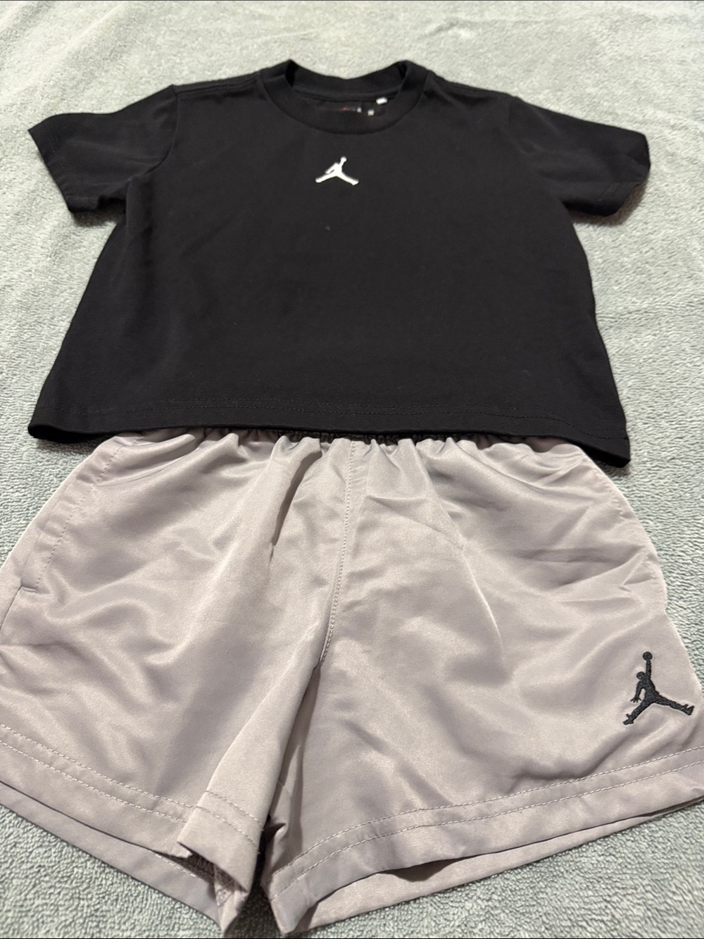 Jordan Black Tee and Light Gray Shorts Kids Pajama Set